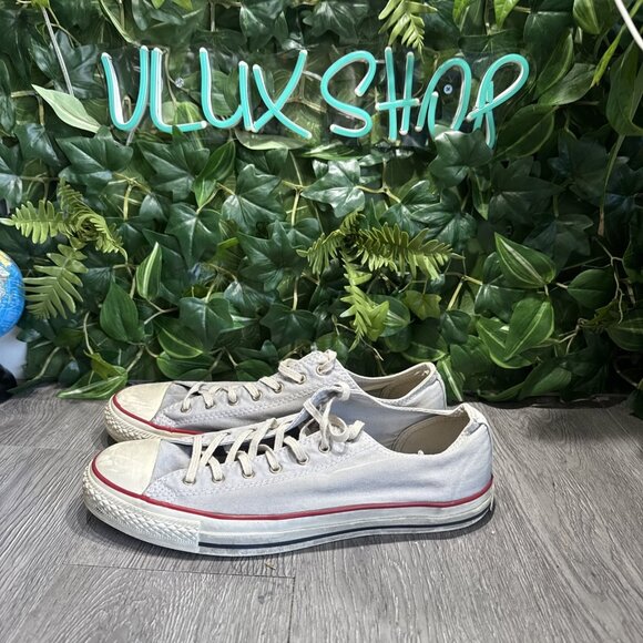 Converse  Chuck Taylor All Star Washed OX Distressed Denim Gray Men Size 10.5 - Picture 4 of 10